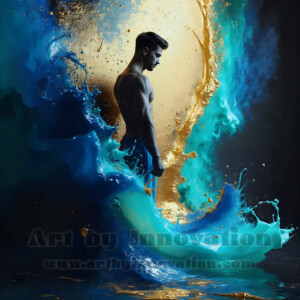Beauty meets color in this stunning AI-generated abstract art collection. Handsome, shirtless men are enveloped from behind by vibrant, swirling translucent mists of color — inspired by the full spectrum of the rainbow, and the joyful palette of Pride. Each image combines photorealistic skin texture with surreal abstract color dynamics, creating a visual experience that is both deeply human and otherworldly. Created using AI, edited in Photoshop, by © Jeff Dupler | Art by Innovation | https://www.artbyinnovation.com