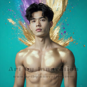 Beauty meets color in this stunning AI-generated abstract art collection. Handsome, shirtless men are enveloped from behind by vibrant, swirling translucent mists of color — inspired by the full spectrum of the rainbow, and the joyful palette of Pride. Each image combines photorealistic skin texture with surreal abstract color dynamics, creating a visual experience that is both deeply human and otherworldly. Created using AI, edited in Photoshop, by © Jeff Dupler | Art by Innovation | https://www.artbyinnovation.com