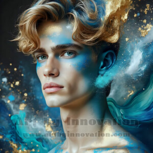 Beauty meets color in this stunning AI-generated abstract art collection. Handsome, shirtless men are enveloped from behind by vibrant, swirling translucent mists of color — inspired by the full spectrum of the rainbow, and the joyful palette of Pride. Each image combines photorealistic skin texture with surreal abstract color dynamics, creating a visual experience that is both deeply human and otherworldly. Created using AI, edited in Photoshop, by © Jeff Dupler | Art by Innovation | https://www.artbyinnovation.com