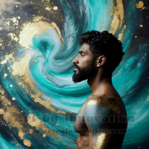 Beauty meets color in this stunning AI-generated abstract art collection. Handsome, shirtless men are enveloped from behind by vibrant, swirling translucent mists of color — inspired by the full spectrum of the rainbow, and the joyful palette of Pride. Each image combines photorealistic skin texture with surreal abstract color dynamics, creating a visual experience that is both deeply human and otherworldly. Created using AI, edited in Photoshop, by © Jeff Dupler | Art by Innovation | https://www.artbyinnovation.com