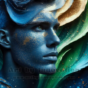 Beauty meets color in this stunning AI-generated abstract art collection. Handsome, shirtless men are enveloped from behind by vibrant, swirling translucent mists of color — inspired by the full spectrum of the rainbow, and the joyful palette of Pride. Each image combines photorealistic skin texture with surreal abstract color dynamics, creating a visual experience that is both deeply human and otherworldly. Created using AI, edited in Photoshop, by © Jeff Dupler | Art by Innovation | https://www.artbyinnovation.com