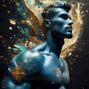 Beauty meets color in this stunning AI-generated abstract art collection. Handsome, shirtless men are enveloped from behind by vibrant, swirling translucent mists of color — inspired by the full spectrum of the rainbow, and the joyful palette of Pride. Each image combines photorealistic skin texture with surreal abstract color dynamics, creating a visual experience that is both deeply human and otherworldly. Created using AI, edited in Photoshop, by © Jeff Dupler | Art by Innovation | https://www.artbyinnovation.com