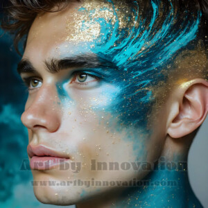 Beauty meets color in this stunning AI-generated abstract art collection. Handsome, shirtless men are enveloped from behind by vibrant, swirling translucent mists of color — inspired by the full spectrum of the rainbow, and the joyful palette of Pride. Each image combines photorealistic skin texture with surreal abstract color dynamics, creating a visual experience that is both deeply human and otherworldly. Created using AI, edited in Photoshop, by © Jeff Dupler | Art by Innovation | https://www.artbyinnovation.com