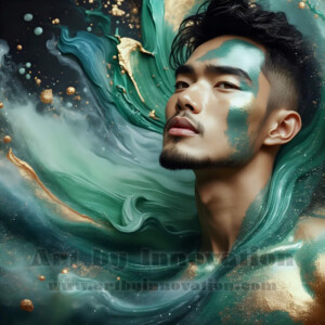 Beauty meets color in this stunning AI-generated abstract art collection. Handsome, shirtless men are enveloped from behind by vibrant, swirling translucent mists of color — inspired by the full spectrum of the rainbow, and the joyful palette of Pride. Each image combines photorealistic skin texture with surreal abstract color dynamics, creating a visual experience that is both deeply human and otherworldly. Created using AI, edited in Photoshop, by © Jeff Dupler | Art by Innovation | https://www.artbyinnovation.com