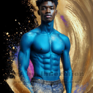 Beauty meets color in this stunning AI-generated abstract art collection. Handsome, shirtless men are enveloped from behind by vibrant, swirling translucent mists of color — inspired by the full spectrum of the rainbow, and the joyful palette of Pride. Each image combines photorealistic skin texture with surreal abstract color dynamics, creating a visual experience that is both deeply human and otherworldly. Created using AI, edited in Photoshop, by © Jeff Dupler | Art by Innovation | https://www.artbyinnovation.com