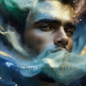 Beauty meets color in this stunning AI-generated abstract art collection. Handsome, shirtless men are enveloped from behind by vibrant, swirling translucent mists of color — inspired by the full spectrum of the rainbow, and the joyful palette of Pride. Each image combines photorealistic skin texture with surreal abstract color dynamics, creating a visual experience that is both deeply human and otherworldly. Created using AI, edited in Photoshop, by © Jeff Dupler | Art by Innovation | https://www.artbyinnovation.com