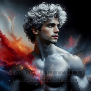Beauty meets color in this stunning AI-generated abstract art collection. Handsome, shirtless men are enveloped from behind by vibrant, swirling translucent mists of color — inspired by the full spectrum of the rainbow, and the joyful palette of Pride. Each image combines photorealistic skin texture with surreal abstract color dynamics, creating a visual experience that is both deeply human and otherworldly. Created using AI, edited in Photoshop, by © Jeff Dupler | Art by Innovation | https://www.artbyinnovation.com