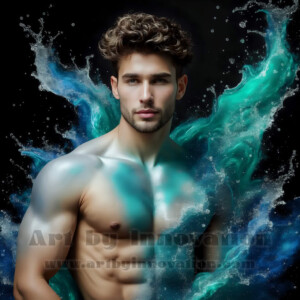 Beauty meets color in this stunning AI-generated abstract art collection. Handsome, shirtless men are enveloped from behind by vibrant, swirling translucent mists of color — inspired by the full spectrum of the rainbow, and the joyful palette of Pride. Each image combines photorealistic skin texture with surreal abstract color dynamics, creating a visual experience that is both deeply human and otherworldly. Created using AI, edited in Photoshop, by © Jeff Dupler | Art by Innovation | https://www.artbyinnovation.com