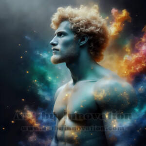 Beauty meets color in this stunning AI-generated abstract art collection. Handsome, shirtless men are enveloped from behind by vibrant, swirling translucent mists of color — inspired by the full spectrum of the rainbow, and the joyful palette of Pride. Each image combines photorealistic skin texture with surreal abstract color dynamics, creating a visual experience that is both deeply human and otherworldly. Created using AI, edited in Photoshop, by © Jeff Dupler | Art by Innovation | https://www.artbyinnovation.com