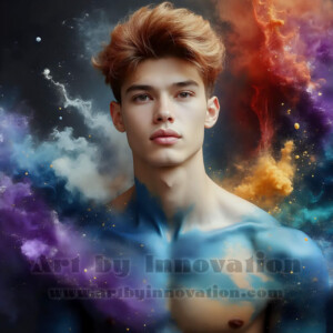 Beauty meets color in this stunning AI-generated abstract art collection. Handsome, shirtless men are enveloped from behind by vibrant, swirling translucent mists of color — inspired by the full spectrum of the rainbow, and the joyful palette of Pride. Each image combines photorealistic skin texture with surreal abstract color dynamics, creating a visual experience that is both deeply human and otherworldly. Created using AI, edited in Photoshop, by © Jeff Dupler | Art by Innovation | https://www.artbyinnovation.com