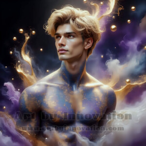 Beauty meets color in this stunning AI-generated abstract art collection. Handsome, shirtless men are enveloped from behind by vibrant, swirling translucent mists of color — inspired by the full spectrum of the rainbow, and the joyful palette of Pride. Each image combines photorealistic skin texture with surreal abstract color dynamics, creating a visual experience that is both deeply human and otherworldly. Created using AI, edited in Photoshop, by © Jeff Dupler | Art by Innovation | https://www.artbyinnovation.com