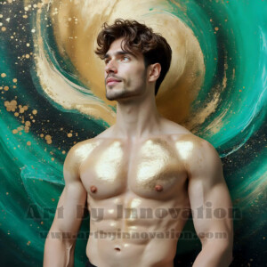 Beauty meets color in this stunning AI-generated abstract art collection. Handsome, shirtless men are enveloped from behind by vibrant, swirling translucent mists of color — inspired by the full spectrum of the rainbow, and the joyful palette of Pride. Each image combines photorealistic skin texture with surreal abstract color dynamics, creating a visual experience that is both deeply human and otherworldly. Created using AI, edited in Photoshop, by © Jeff Dupler | Art by Innovation | https://www.artbyinnovation.com