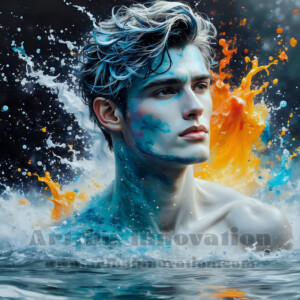 Beauty meets color in this stunning AI-generated abstract art collection. Handsome, shirtless men are enveloped from behind by vibrant, swirling translucent mists of color — inspired by the full spectrum of the rainbow, and the joyful palette of Pride. Each image combines photorealistic skin texture with surreal abstract color dynamics, creating a visual experience that is both deeply human and otherworldly. Created using AI, edited in Photoshop, by © Jeff Dupler | Art by Innovation | https://www.artbyinnovation.com