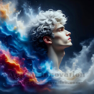 Beauty meets color in this stunning AI-generated abstract art collection. Handsome, shirtless men are enveloped from behind by vibrant, swirling translucent mists of color — inspired by the full spectrum of the rainbow, and the joyful palette of Pride. Each image combines photorealistic skin texture with surreal abstract color dynamics, creating a visual experience that is both deeply human and otherworldly. Created using AI, edited in Photoshop, by © Jeff Dupler | Art by Innovation | https://www.artbyinnovation.com