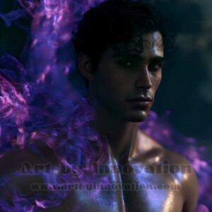 Beauty meets color in this stunning AI-generated abstract art collection. Handsome, shirtless men are enveloped from behind by vibrant, swirling translucent mists of color — inspired by the full spectrum of the rainbow, and the joyful palette of Pride. Each image combines photorealistic skin texture with surreal abstract color dynamics, creating a visual experience that is both deeply human and otherworldly. Created using AI, edited in Photoshop, by © Jeff Dupler | Art by Innovation | https://www.artbyinnovation.com