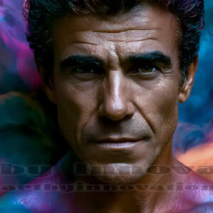Beauty meets color in this stunning AI-generated abstract art collection. Handsome, shirtless men are enveloped from behind by vibrant, swirling translucent mists of color — inspired by the full spectrum of the rainbow, and the joyful palette of Pride. Each image combines photorealistic skin texture with surreal abstract color dynamics, creating a visual experience that is both deeply human and otherworldly. Created using AI, edited in Photoshop, by © Jeff Dupler | Art by Innovation | https://www.artbyinnovation.com