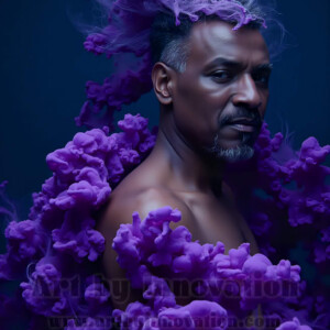 Beauty meets color in this stunning AI-generated abstract art collection. Handsome, shirtless men are enveloped from behind by vibrant, swirling translucent mists of color — inspired by the full spectrum of the rainbow, and the joyful palette of Pride. Each image combines photorealistic skin texture with surreal abstract color dynamics, creating a visual experience that is both deeply human and otherworldly. Created using AI, edited in Photoshop, by © Jeff Dupler | Art by Innovation | https://www.artbyinnovation.com