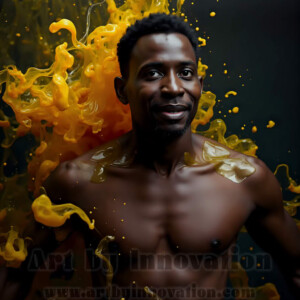 Beauty meets color in this stunning AI-generated abstract art collection. Handsome, shirtless men are enveloped from behind by vibrant, swirling translucent mists of color — inspired by the full spectrum of the rainbow, and the joyful palette of Pride. Each image combines photorealistic skin texture with surreal abstract color dynamics, creating a visual experience that is both deeply human and otherworldly. Created using AI, edited in Photoshop, by © Jeff Dupler | Art by Innovation | https://www.artbyinnovation.com
