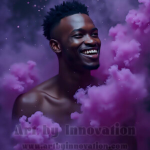 Beauty meets color in this stunning AI-generated abstract art collection. Handsome, shirtless men are enveloped from behind by vibrant, swirling translucent mists of color — inspired by the full spectrum of the rainbow, and the joyful palette of Pride. Each image combines photorealistic skin texture with surreal abstract color dynamics, creating a visual experience that is both deeply human and otherworldly. Created using AI, edited in Photoshop, by © Jeff Dupler | Art by Innovation | https://www.artbyinnovation.com