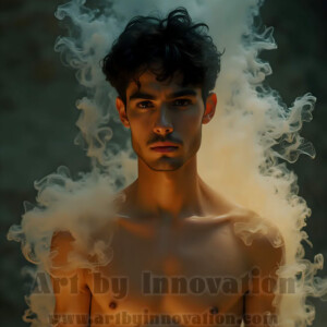 Beauty meets color in this stunning AI-generated abstract art collection. Handsome, shirtless men are enveloped from behind by vibrant, swirling translucent mists of color — inspired by the full spectrum of the rainbow, and the joyful palette of Pride. Each image combines photorealistic skin texture with surreal abstract color dynamics, creating a visual experience that is both deeply human and otherworldly. Created using AI, edited in Photoshop, by © Jeff Dupler | Art by Innovation | https://www.artbyinnovation.com