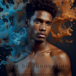 Beauty meets color in this stunning AI-generated abstract art collection. Handsome, shirtless men are enveloped from behind by vibrant, swirling translucent mists of color — inspired by the full spectrum of the rainbow, and the joyful palette of Pride. Each image combines photorealistic skin texture with surreal abstract color dynamics, creating a visual experience that is both deeply human and otherworldly. Created using AI, edited in Photoshop, by © Jeff Dupler | Art by Innovation | https://www.artbyinnovation.com
