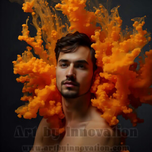 Beauty meets color in this stunning AI-generated abstract art collection. Handsome, shirtless men are enveloped from behind by vibrant, swirling translucent mists of color — inspired by the full spectrum of the rainbow, and the joyful palette of Pride. Each image combines photorealistic skin texture with surreal abstract color dynamics, creating a visual experience that is both deeply human and otherworldly. Created using AI, edited in Photoshop, by © Jeff Dupler | Art by Innovation | https://www.artbyinnovation.com