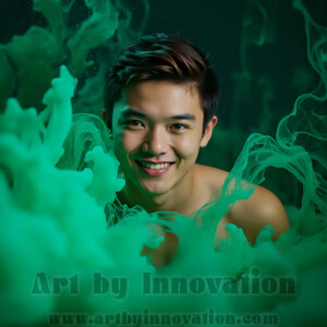 Beauty meets color in this stunning AI-generated abstract art collection. Handsome, shirtless men are enveloped from behind by vibrant, swirling translucent mists of color — inspired by the full spectrum of the rainbow, and the joyful palette of Pride. Each image combines photorealistic skin texture with surreal abstract color dynamics, creating a visual experience that is both deeply human and otherworldly. Created using AI, edited in Photoshop, by © Jeff Dupler | Art by Innovation | https://www.artbyinnovation.com