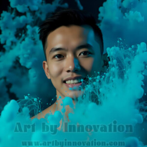 Beauty meets color in this stunning AI-generated abstract art collection. Handsome, shirtless men are enveloped from behind by vibrant, swirling translucent mists of color — inspired by the full spectrum of the rainbow, and the joyful palette of Pride. Each image combines photorealistic skin texture with surreal abstract color dynamics, creating a visual experience that is both deeply human and otherworldly. Created using AI, edited in Photoshop, by © Jeff Dupler | Art by Innovation | https://www.artbyinnovation.com