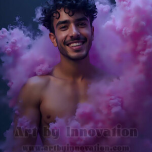 Beauty meets color in this stunning AI-generated abstract art collection. Handsome, shirtless men are enveloped from behind by vibrant, swirling translucent mists of color — inspired by the full spectrum of the rainbow, and the joyful palette of Pride. Each image combines photorealistic skin texture with surreal abstract color dynamics, creating a visual experience that is both deeply human and otherworldly. Created using AI, edited in Photoshop, by © Jeff Dupler | Art by Innovation | https://www.artbyinnovation.com