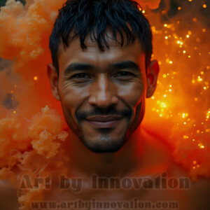 Beauty meets color in this stunning AI-generated abstract art collection. Handsome, shirtless men are enveloped from behind by vibrant, swirling translucent mists of color — inspired by the full spectrum of the rainbow, and the joyful palette of Pride. Each image combines photorealistic skin texture with surreal abstract color dynamics, creating a visual experience that is both deeply human and otherworldly. Created using AI, edited in Photoshop, by © Jeff Dupler | Art by Innovation | https://www.artbyinnovation.com