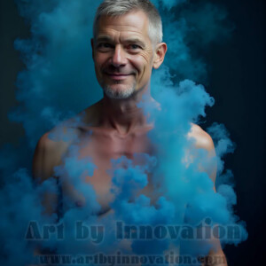 Beauty meets color in this stunning AI-generated abstract art collection. Handsome, shirtless men are enveloped from behind by vibrant, swirling translucent mists of color — inspired by the full spectrum of the rainbow, and the joyful palette of Pride. Each image combines photorealistic skin texture with surreal abstract color dynamics, creating a visual experience that is both deeply human and otherworldly. Created using AI, edited in Photoshop, by © Jeff Dupler | Art by Innovation | https://www.artbyinnovation.com