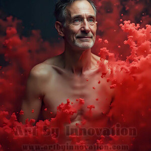 Beauty meets color in this stunning AI-generated abstract art collection. Handsome, shirtless men are enveloped from behind by vibrant, swirling translucent mists of color — inspired by the full spectrum of the rainbow, and the joyful palette of Pride. Each image combines photorealistic skin texture with surreal abstract color dynamics, creating a visual experience that is both deeply human and otherworldly. Created using AI, edited in Photoshop, by © Jeff Dupler | Art by Innovation | https://www.artbyinnovation.com