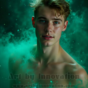Beauty meets color in this stunning AI-generated abstract art collection. Handsome, shirtless men are enveloped from behind by vibrant, swirling translucent mists of color — inspired by the full spectrum of the rainbow, and the joyful palette of Pride. Each image combines photorealistic skin texture with surreal abstract color dynamics, creating a visual experience that is both deeply human and otherworldly. Created using AI, edited in Photoshop, by © Jeff Dupler | Art by Innovation | https://www.artbyinnovation.com