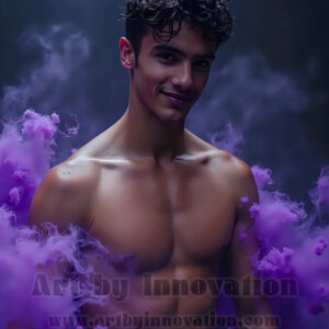 Beauty meets color in this stunning AI-generated abstract art collection. Handsome, shirtless men are enveloped from behind by vibrant, swirling translucent mists of color — inspired by the full spectrum of the rainbow, and the joyful palette of Pride. Each image combines photorealistic skin texture with surreal abstract color dynamics, creating a visual experience that is both deeply human and otherworldly. Created using AI, edited in Photoshop, by © Jeff Dupler | Art by Innovation | https://www.artbyinnovation.com