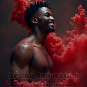 Beauty meets color in this stunning AI-generated abstract art collection. Handsome, shirtless men are enveloped from behind by vibrant, swirling translucent mists of color — inspired by the full spectrum of the rainbow, and the joyful palette of Pride. Each image combines photorealistic skin texture with surreal abstract color dynamics, creating a visual experience that is both deeply human and otherworldly. Created using AI, edited in Photoshop, by © Jeff Dupler | Art by Innovation | https://www.artbyinnovation.com