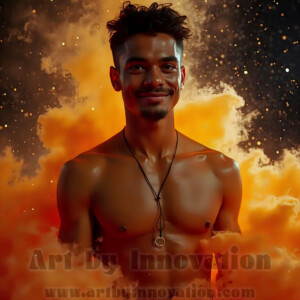 Beauty meets color in this stunning AI-generated abstract art collection. Handsome, shirtless men are enveloped from behind by vibrant, swirling translucent mists of color — inspired by the full spectrum of the rainbow, and the joyful palette of Pride. Each image combines photorealistic skin texture with surreal abstract color dynamics, creating a visual experience that is both deeply human and otherworldly. Created using AI, edited in Photoshop, by © Jeff Dupler | Art by Innovation | https://www.artbyinnovation.com