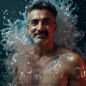 Beauty meets color in this stunning AI-generated abstract art collection. Handsome, shirtless men are enveloped from behind by vibrant, swirling translucent mists of color — inspired by the full spectrum of the rainbow, and the joyful palette of Pride. Each image combines photorealistic skin texture with surreal abstract color dynamics, creating a visual experience that is both deeply human and otherworldly. Created using AI, edited in Photoshop, by © Jeff Dupler | Art by Innovation | https://www.artbyinnovation.com