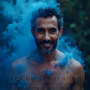 Beauty meets color in this stunning AI-generated abstract art collection. Handsome, shirtless men are enveloped from behind by vibrant, swirling translucent mists of color — inspired by the full spectrum of the rainbow, and the joyful palette of Pride. Each image combines photorealistic skin texture with surreal abstract color dynamics, creating a visual experience that is both deeply human and otherworldly. Created using AI, edited in Photoshop, by © Jeff Dupler | Art by Innovation | https://www.artbyinnovation.com