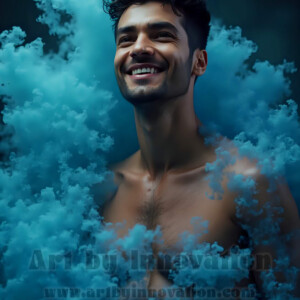 Beauty meets color in this stunning AI-generated abstract art collection. Handsome, shirtless men are enveloped from behind by vibrant, swirling translucent mists of color — inspired by the full spectrum of the rainbow, and the joyful palette of Pride. Each image combines photorealistic skin texture with surreal abstract color dynamics, creating a visual experience that is both deeply human and otherworldly. Created using AI, edited in Photoshop, by © Jeff Dupler | Art by Innovation | https://www.artbyinnovation.com