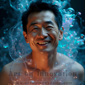 Beauty meets color in this stunning AI-generated abstract art collection. Handsome, shirtless men are enveloped from behind by vibrant, swirling translucent mists of color — inspired by the full spectrum of the rainbow, and the joyful palette of Pride. Each image combines photorealistic skin texture with surreal abstract color dynamics, creating a visual experience that is both deeply human and otherworldly. Created using AI, edited in Photoshop, by © Jeff Dupler | Art by Innovation | https://www.artbyinnovation.com