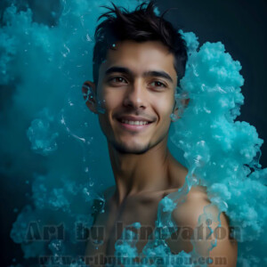 Beauty meets color in this stunning AI-generated abstract art collection. Handsome, shirtless men are enveloped from behind by vibrant, swirling translucent mists of color — inspired by the full spectrum of the rainbow, and the joyful palette of Pride. Each image combines photorealistic skin texture with surreal abstract color dynamics, creating a visual experience that is both deeply human and otherworldly. Created using AI, edited in Photoshop, by © Jeff Dupler | Art by Innovation | https://www.artbyinnovation.com