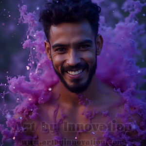 Beauty meets color in this stunning AI-generated abstract art collection. Handsome, shirtless men are enveloped from behind by vibrant, swirling translucent mists of color — inspired by the full spectrum of the rainbow, and the joyful palette of Pride. Each image combines photorealistic skin texture with surreal abstract color dynamics, creating a visual experience that is both deeply human and otherworldly. Created using AI, edited in Photoshop, by © Jeff Dupler | Art by Innovation | https://www.artbyinnovation.com