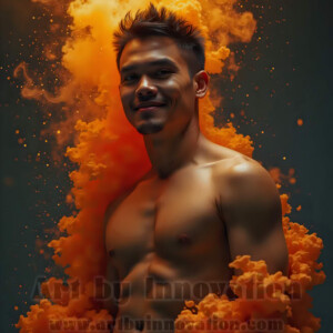 Beauty meets color in this stunning AI-generated abstract art collection. Handsome, shirtless men are enveloped from behind by vibrant, swirling translucent mists of color — inspired by the full spectrum of the rainbow, and the joyful palette of Pride. Each image combines photorealistic skin texture with surreal abstract color dynamics, creating a visual experience that is both deeply human and otherworldly. Created using AI, edited in Photoshop, by © Jeff Dupler | Art by Innovation | https://www.artbyinnovation.com