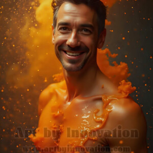 Beauty meets color in this stunning AI-generated abstract art collection. Handsome, shirtless men are enveloped from behind by vibrant, swirling translucent mists of color — inspired by the full spectrum of the rainbow, and the joyful palette of Pride. Each image combines photorealistic skin texture with surreal abstract color dynamics, creating a visual experience that is both deeply human and otherworldly. Created using AI, edited in Photoshop, by © Jeff Dupler | Art by Innovation | https://www.artbyinnovation.com