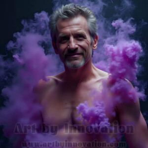 Beauty meets color in this stunning AI-generated abstract art collection. Handsome, shirtless men are enveloped from behind by vibrant, swirling translucent mists of color — inspired by the full spectrum of the rainbow, and the joyful palette of Pride. Each image combines photorealistic skin texture with surreal abstract color dynamics, creating a visual experience that is both deeply human and otherworldly. Created using AI, edited in Photoshop, by © Jeff Dupler | Art by Innovation | https://www.artbyinnovation.com