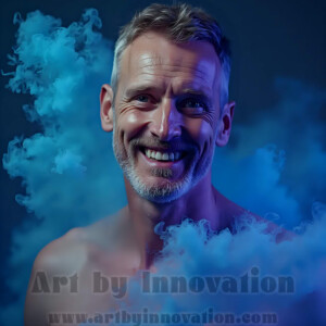 Beauty meets color in this stunning AI-generated abstract art collection. Handsome, shirtless men are enveloped from behind by vibrant, swirling translucent mists of color — inspired by the full spectrum of the rainbow, and the joyful palette of Pride. Each image combines photorealistic skin texture with surreal abstract color dynamics, creating a visual experience that is both deeply human and otherworldly. Created using AI, edited in Photoshop, by © Jeff Dupler | Art by Innovation | https://www.artbyinnovation.com