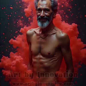 Beauty meets color in this stunning AI-generated abstract art collection. Handsome, shirtless men are enveloped from behind by vibrant, swirling translucent mists of color — inspired by the full spectrum of the rainbow, and the joyful palette of Pride. Each image combines photorealistic skin texture with surreal abstract color dynamics, creating a visual experience that is both deeply human and otherworldly. Created using AI, edited in Photoshop, by © Jeff Dupler | Art by Innovation | https://www.artbyinnovation.com