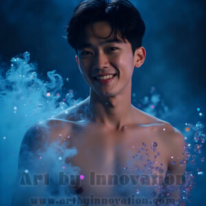 Beauty meets color in this stunning AI-generated abstract art collection. Handsome, shirtless men are enveloped from behind by vibrant, swirling translucent mists of color — inspired by the full spectrum of the rainbow, and the joyful palette of Pride. Each image combines photorealistic skin texture with surreal abstract color dynamics, creating a visual experience that is both deeply human and otherworldly. Created using AI, edited in Photoshop, by © Jeff Dupler | Art by Innovation | https://www.artbyinnovation.com