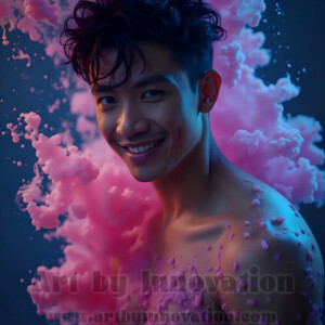 Beauty meets color in this stunning AI-generated abstract art collection. Handsome, shirtless men are enveloped from behind by vibrant, swirling translucent mists of color — inspired by the full spectrum of the rainbow, and the joyful palette of Pride. Each image combines photorealistic skin texture with surreal abstract color dynamics, creating a visual experience that is both deeply human and otherworldly. Created using AI, edited in Photoshop, by © Jeff Dupler | Art by Innovation | https://www.artbyinnovation.com