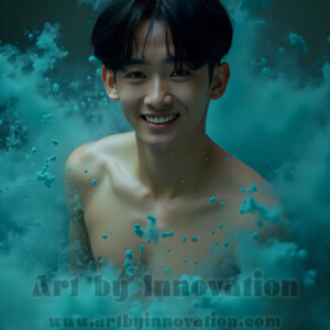 Beauty meets color in this stunning AI-generated abstract art collection. Handsome, shirtless men are enveloped from behind by vibrant, swirling translucent mists of color — inspired by the full spectrum of the rainbow, and the joyful palette of Pride. Each image combines photorealistic skin texture with surreal abstract color dynamics, creating a visual experience that is both deeply human and otherworldly. Created using AI, edited in Photoshop, by © Jeff Dupler | Art by Innovation | https://www.artbyinnovation.com